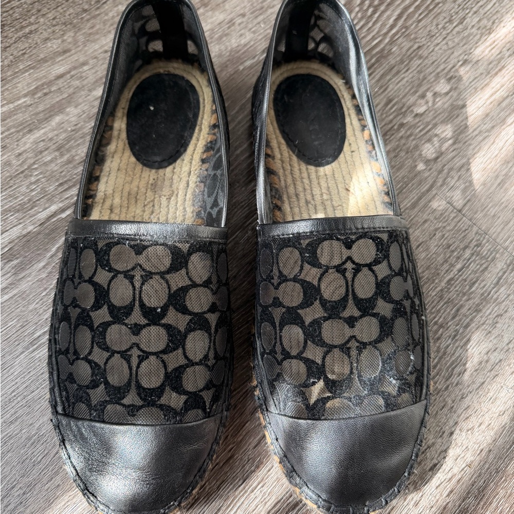 Black Patterned Coach Espadrilles